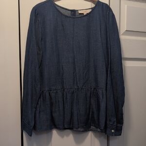 LOFT Women's Chambray Peplum Top